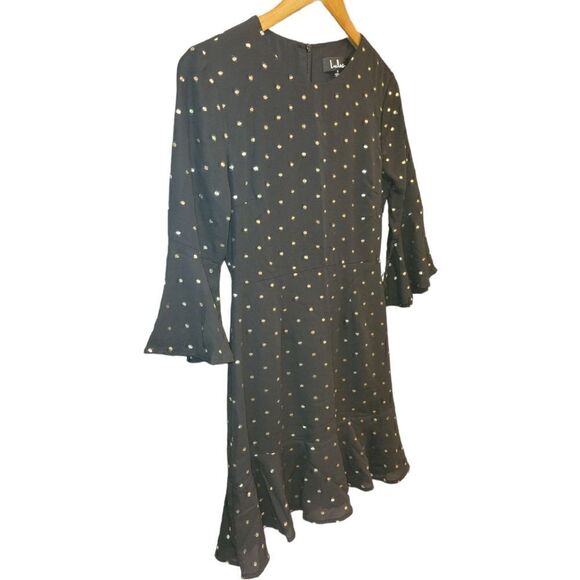 NWT Lulus She's Dot It Going On Gold and Black Polka Dot Dress S - Picture 5 of 11